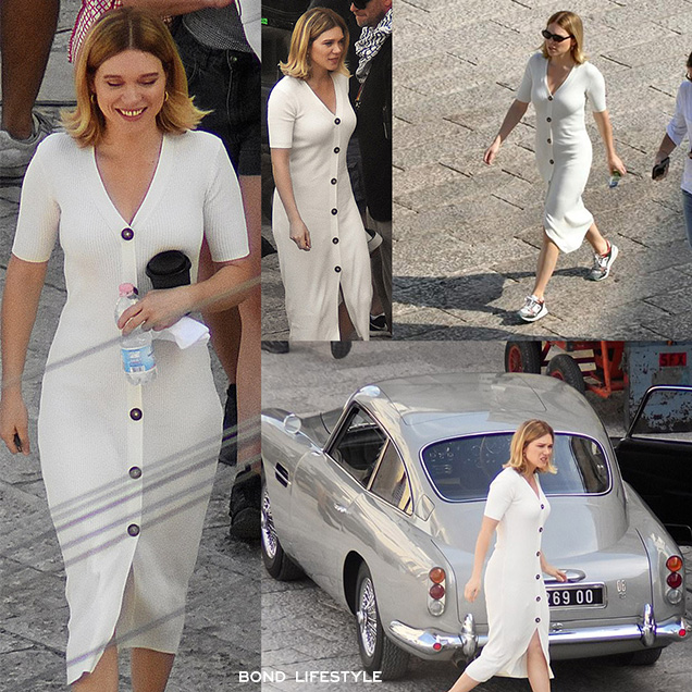 massimo dutti white dress buttons madeleine swann lea seydoux no time to die james bond