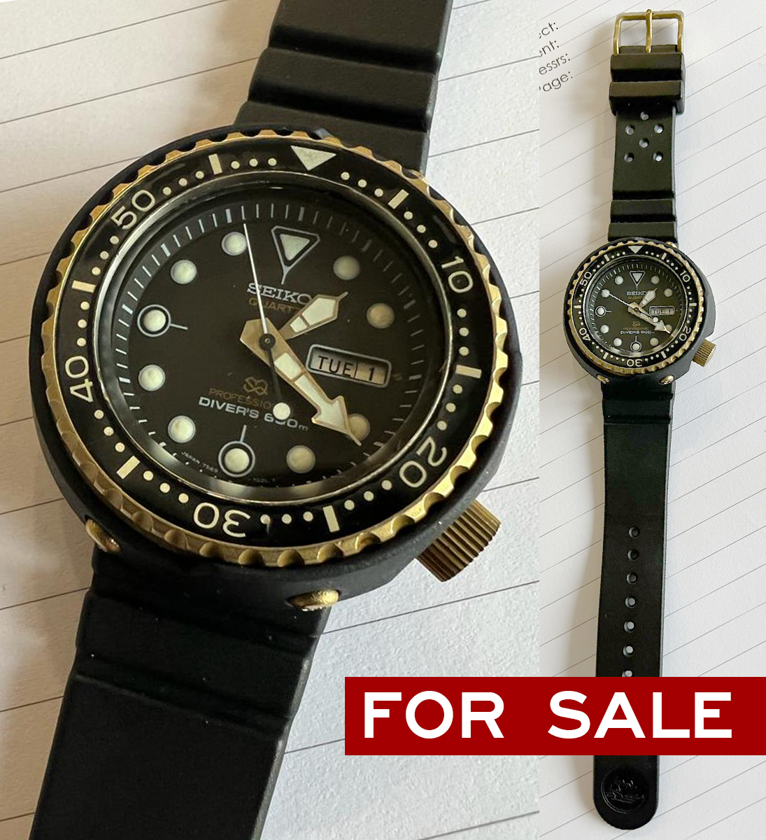 Seiko 7549 7009 Golden Tuna 600m Professional Quartz Diver Bond 