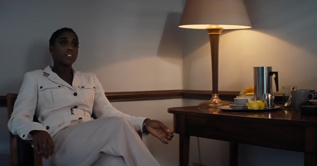 photo © Danjaq LLC, MGM, United Artists Lashana Lynch as Nomi in Moneypenny's office.