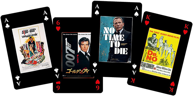 photo © Waddingtons Waddingtons Number 1 007 Playing Cards feature black cards and James Bond movie posters