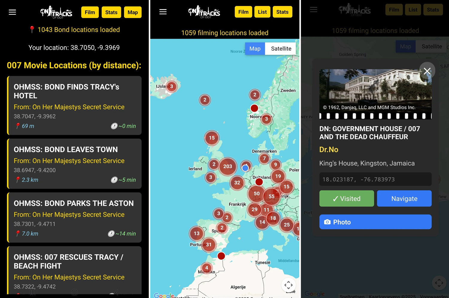 travel tracker on the tracks of 007 app screenshots
