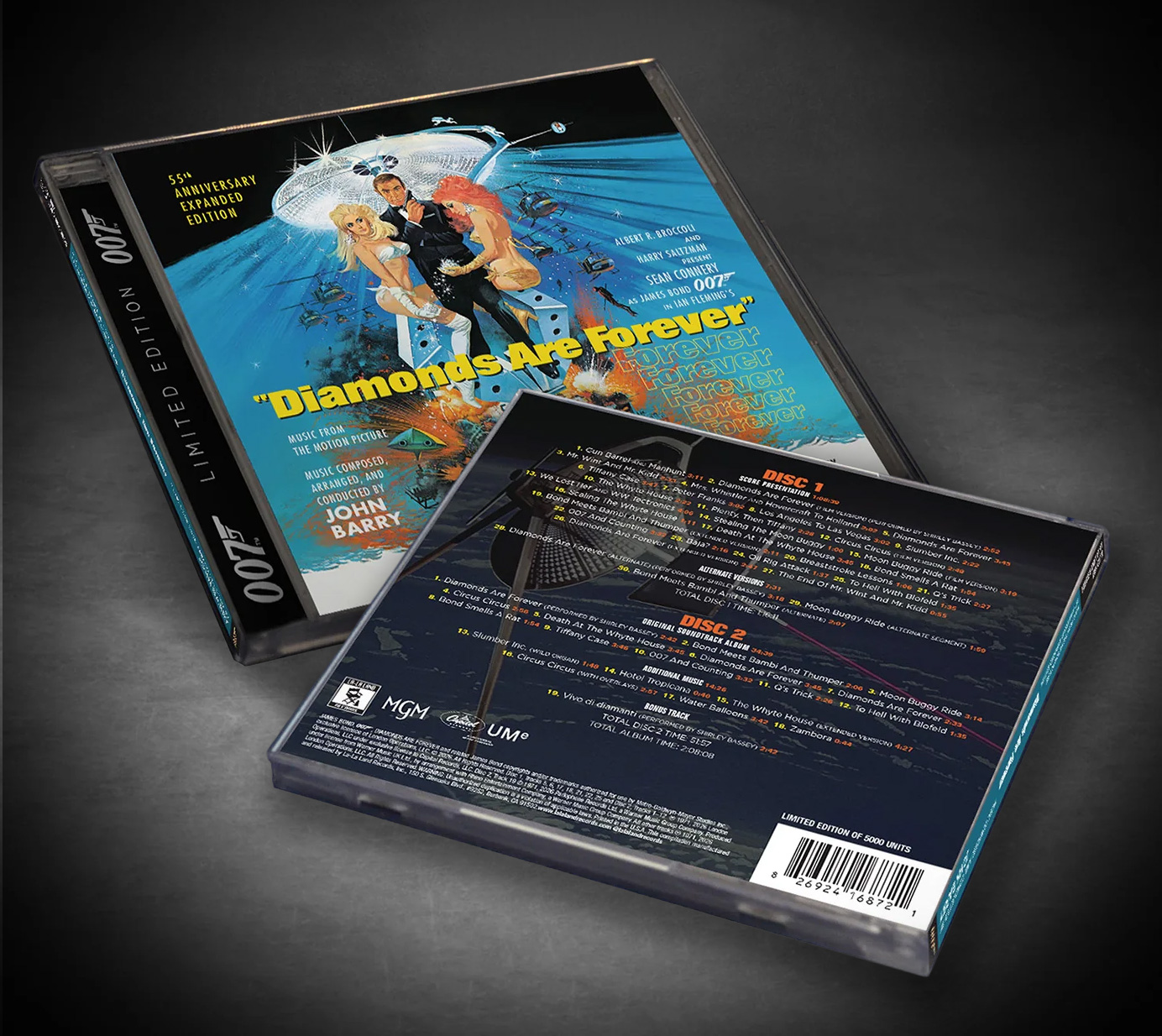 The James Bond Diamonds Are Forever Soundtrack Double CD Set - 55th Anniversary Expanded Remastered Edition covers