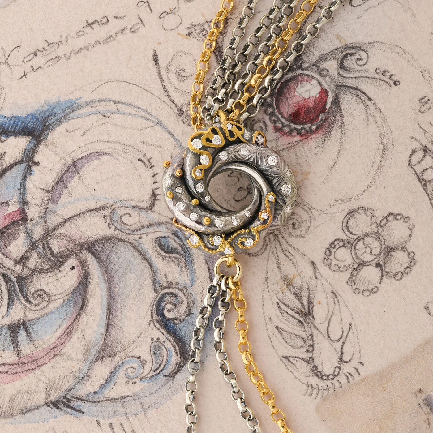 Limited Edition Anniversary Diamond Algerian Loveknot Necklace by Sophie Harley