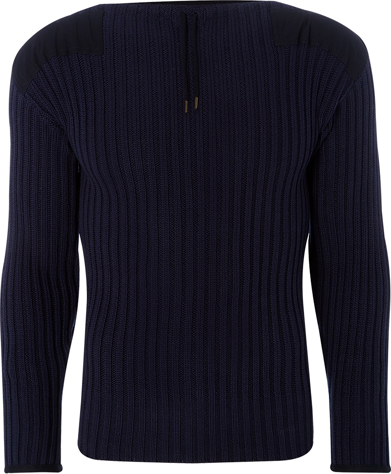 N.Peal Navy Ribbed Army Sweater | Bond Lifestyle