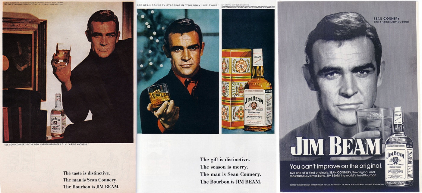 Sean Connery Jim Beam.Vintage Alcoholic drink advertising poster reproduction.