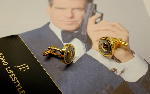 S.T. Dupont gold round cufflinks as seen in Die Another Day