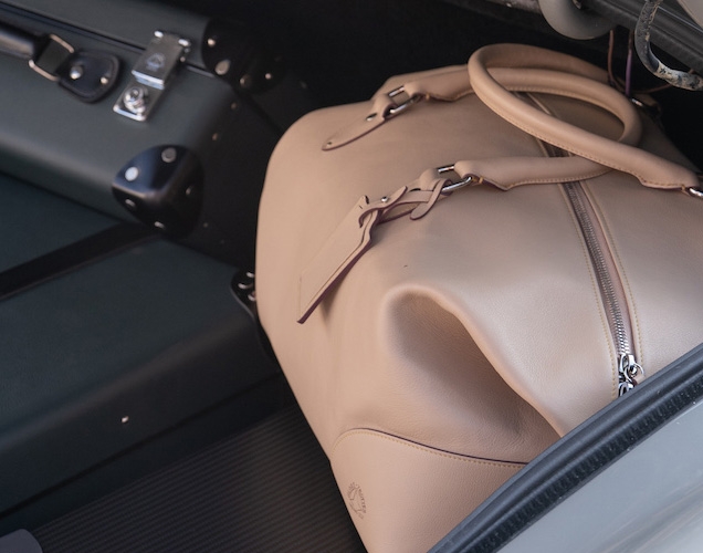 Globe-Trotter Riviera Centenary holdall in the trunk of James Bond's Aston Martin DB5