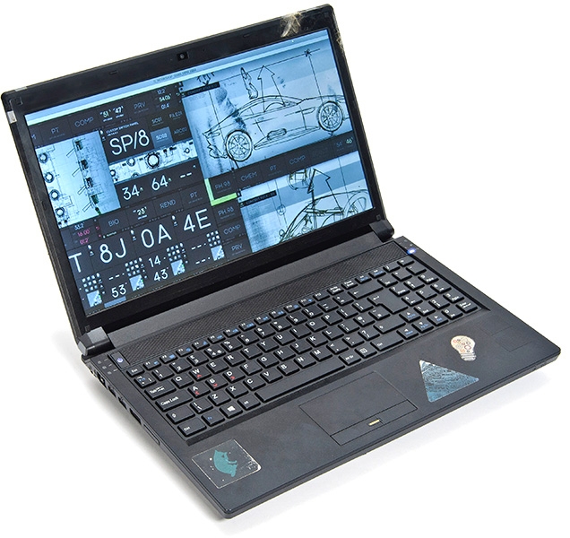 One of the actual Clevo laptops used by Q in the film which will be auctioned by Christie's