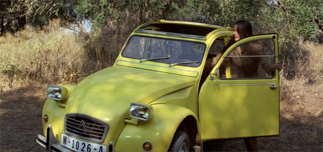 Melina and her Citroën 2CV in the movie For Your Eyes Only.
