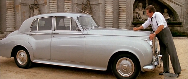 Patrick Macnee washing the 1962 Rolls-Royce Silver Cloud II in the movie A View To A Kill