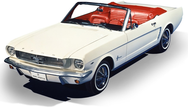 1964 Ford Mustang convertible, similar to the one seen in Goldfinger