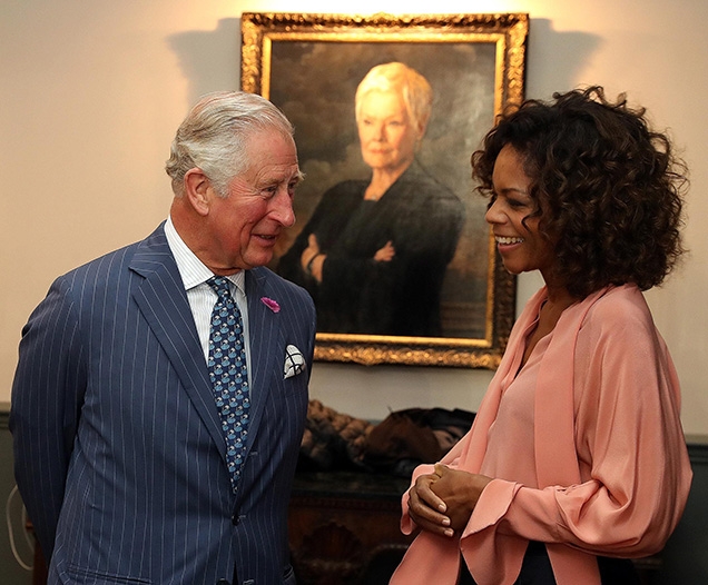 Naomie Harris wore the blouse during the visit of Prince Charles to the Pinewood Studios set in June 2019