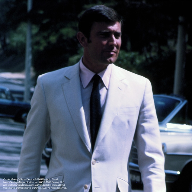 George Lazenby as James Bond in front of Hotel Palácio Estoril, Portugal, in On Her Majesty's Secret Service