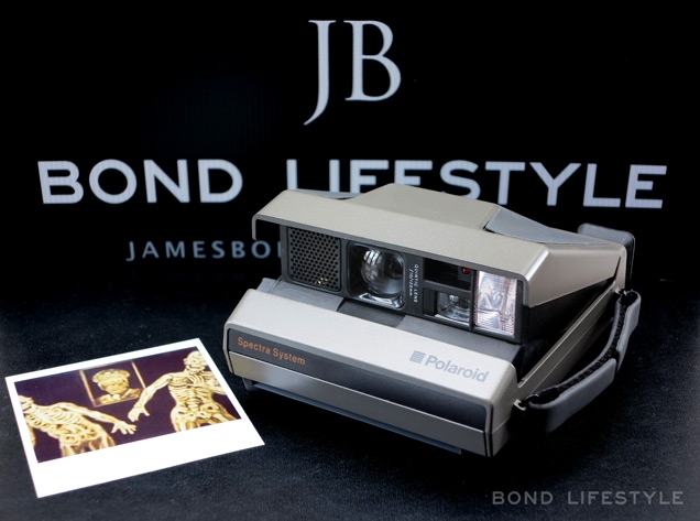 Polaroid Spectra System camera and replica photo, similar to the one seen in Licence To Kill