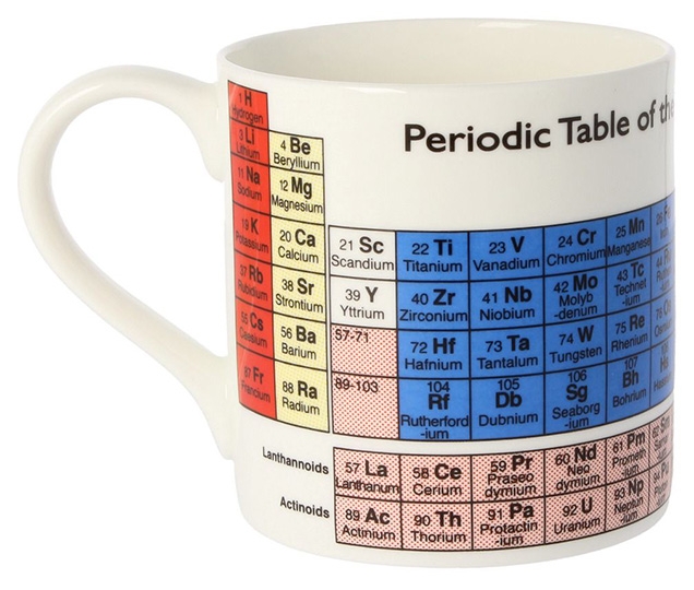 The Mclaggan Smith Educational Periodic Mug as seen on Q's desk in No Time To Die