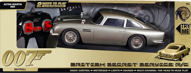 Toy State Aston Martin DB5 SkyFall (British Secret Service edition) with remote control and sound and light effects.