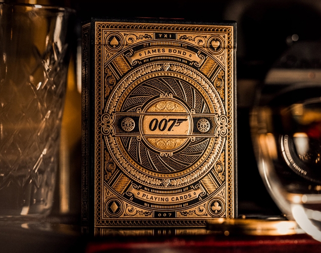 theory11 James Bond 007 Playing Cards come in a stunningly designed, 3D gold foil printed box