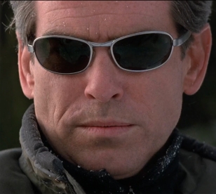 Close-up of the Calvin Klein sunglasses worn by Pierce Brosnan as James Bond in The World Is Not Enough.