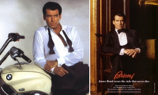 The Dunhill cufflinks can also be spotted in these promotional images for Tomorrow Never Dies and Brioni.