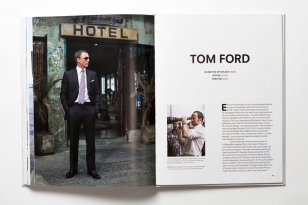 The book is set up by brand, as shown here with Tom Ford who dressed James Bond in Quantum of Solace. SkyFall and SPECTRE