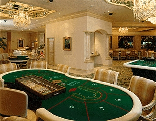 A Baccarat table in a casino. Baccarat is one of the most classic Bond casino games.