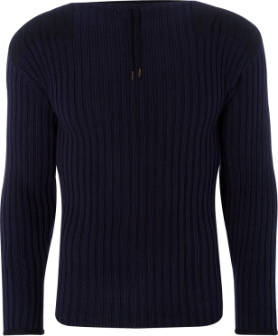 N.Peal Navy Ribbed Commando Sweater