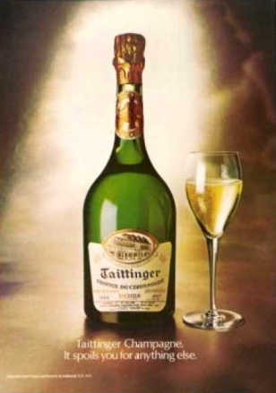 A 1978 ad for a 1969 bottle of Taittinger Blanc de Blancs Champagne