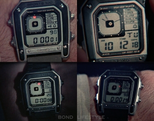 The Seiko G757 gets more close-ups than any other (Seiko) watch in a Bond film. The Stopwatch function activates the tracking feature of Q's standard issue gadget watch.