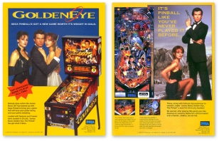 Sega sales flyer (front and back) for the GoldenEye pinball machine